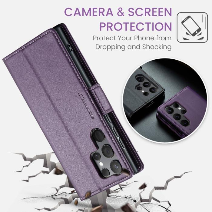 Bild 6, CASEME CASEME Galaxy S24 Ultra Fodral Slim Litchi Läder Lila - Teknikhallen.se