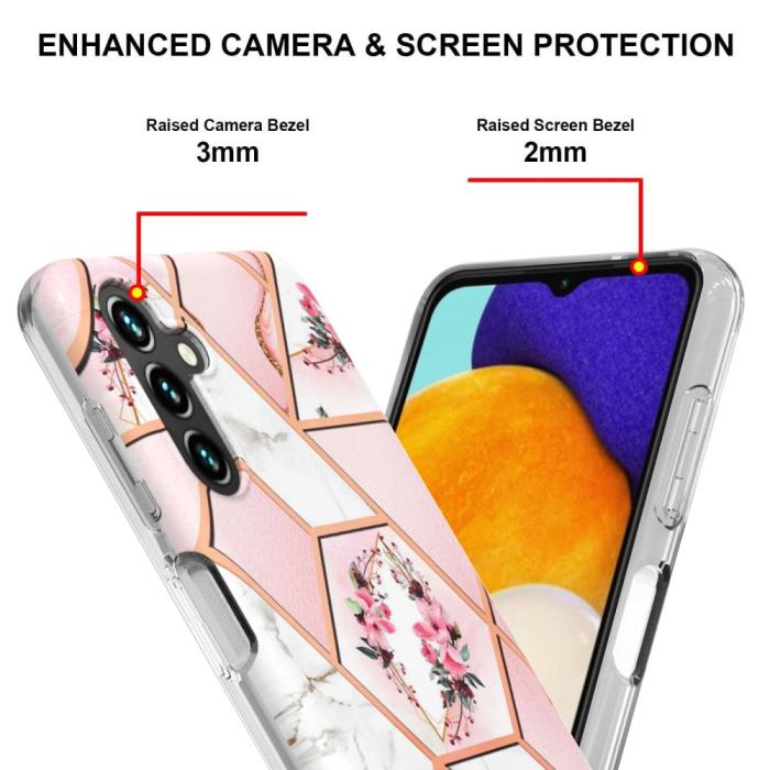 Bild 4,  Samsung Galaxy A54 5G Skal Marmor TPU Rosa Blommor - Teknikhallen.se