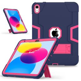  iPad 10.9 2022 Shockproof Hybrid Skal Med Kickstand Mörk Blå/Rosa - Teknikhallen.se