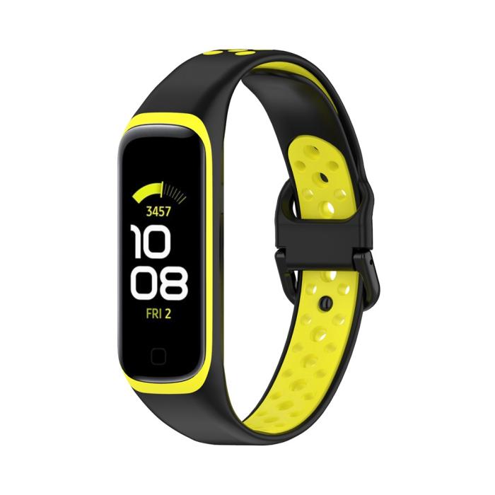 Bild 4,  Samsung Galaxy Fit 2 SM-R220 Armband Ihåligt Silikon Svart/Gul - Teknikhallen.se