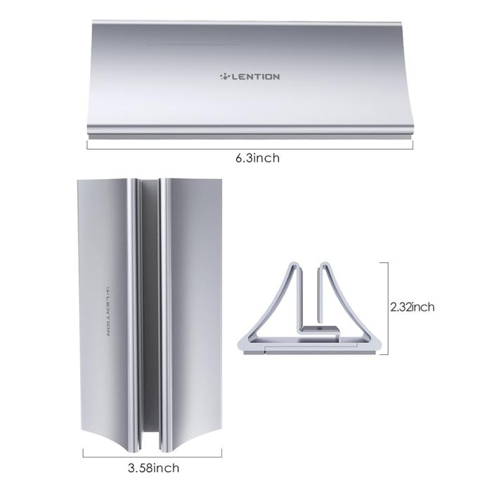 Bild 4, LENTION LENTION Universal Vertikal Aluminium Laptop Stativ Silver - Teknikhallen.se