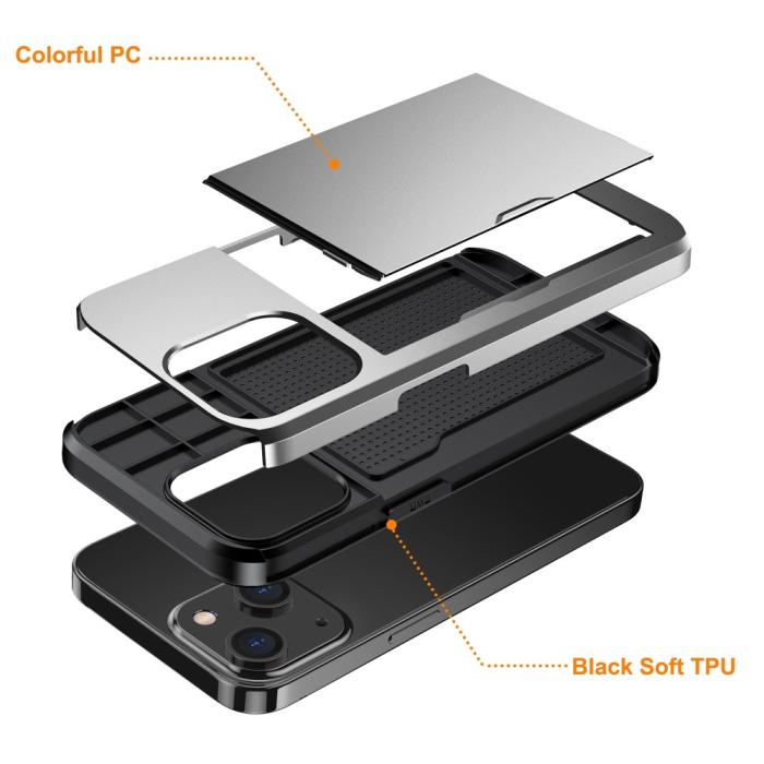 Bild 5,  iPhone 15 Plus Skal Hybrid Med Kortfack Grå - Teknikhallen.se