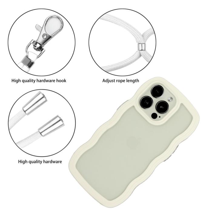 Bild 3,  iPhone 16 Pro Max Skal Wavy Hybrid Mobilsnöre Vit - Teknikhallen.se