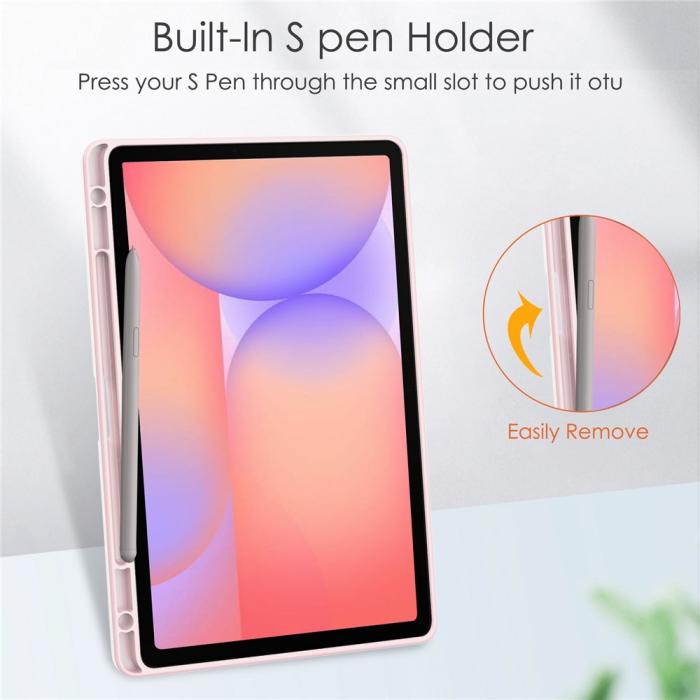 Bild 6,  Samsung Galaxy Tab S10 Lite Fodral Tri-Fold Hybrid Rosa - Teknikhallen.se