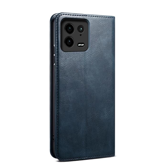 Bild 3,  Xiaomi 13 Pro 5G Fodral Oil Wax Flip Läder Blå - Teknikhallen.se