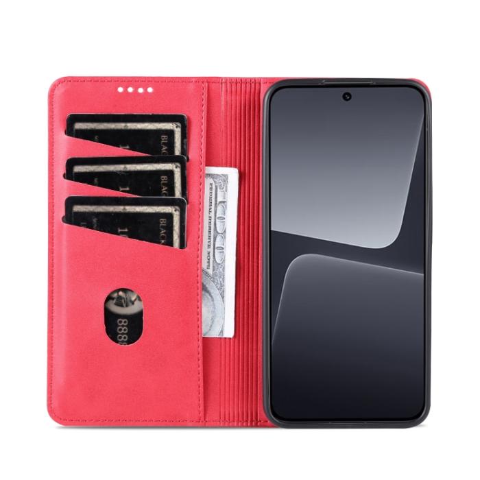 Bild 4, AZNS AZNS Xiaomi 13 5G Fodral Flip Läder Rosa/Röd - Teknikhallen.se