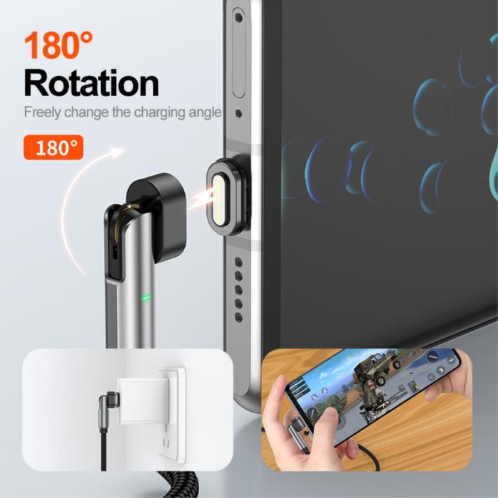 Bild 2, ENKAY ENKAY 1 m 3in1 USB-C - Lightning / USB-C Magnetisk Svart - Teknikhallen.se