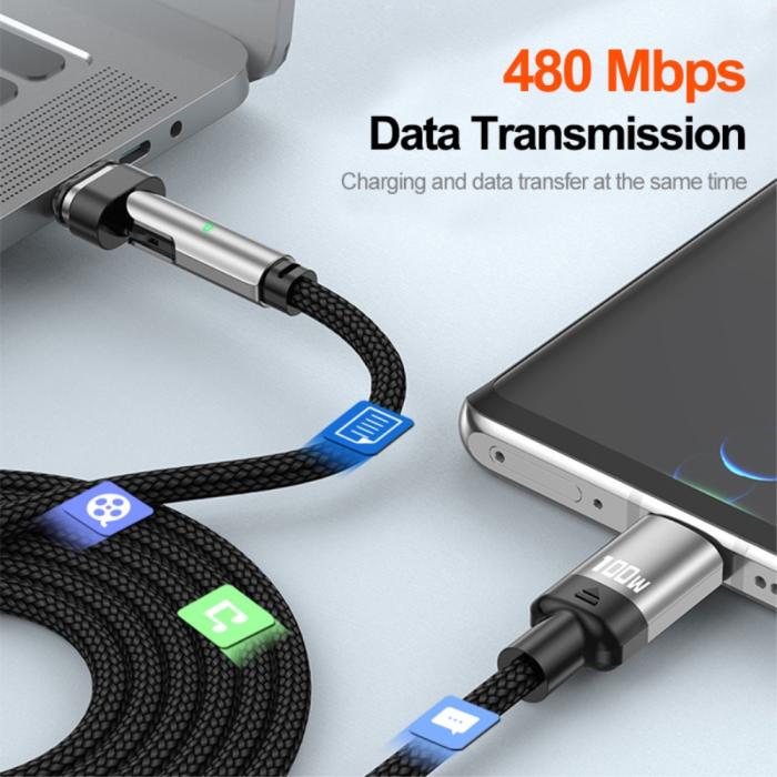 Bild 5, ENKAY ENKAY 1 m 3in1 USB-C - Lightning / USB-C Magnetisk Svart - Teknikhallen.se