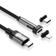 ENKAY ENKAY 1 m 3in1 USB-C - Lightning / USB-C Magnetisk Svart - Teknikhallen.se