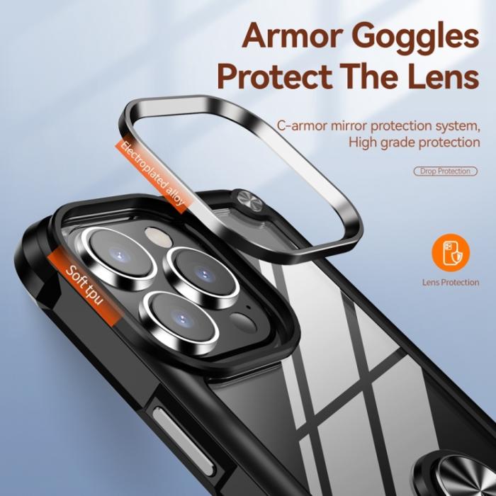 Bild 6,  iPhone 15 Pro Skal Shockproof Armor Ring Svart - Teknikhallen.se