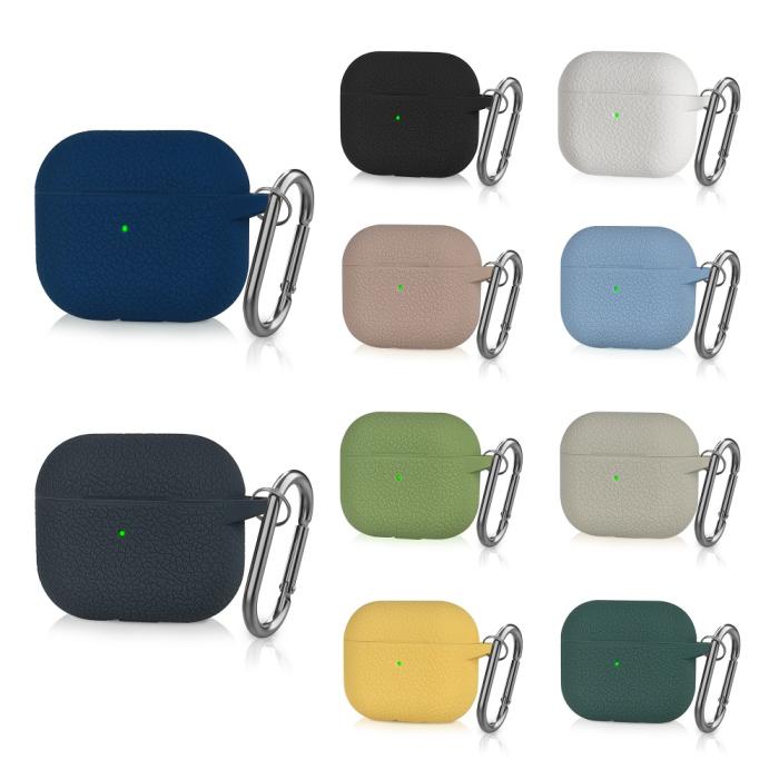 Bild 2,  AirPods 3 Skal Silikon Litchi Textur Karbinhake Ljus Rosa - Teknikhallen.se
