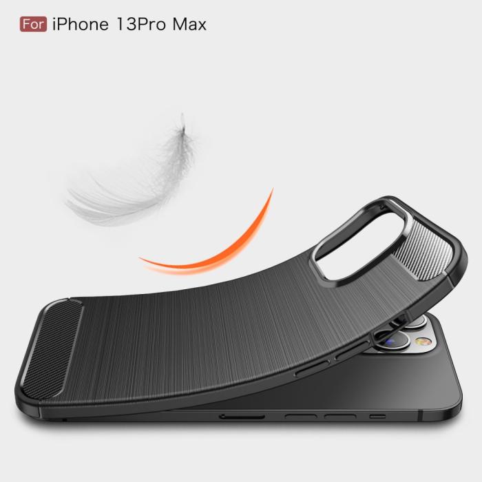 Bild 5,  iPhone 13 Pro Max - Borstad Stål Textur Skal - Svart - Teknikhallen.se