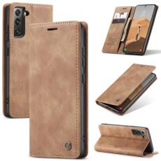 CASEME CASEME Samsung Galaxy S22 Fodral Flip Retro L&auml;der Brun - Teknikhallen.se