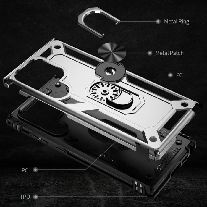 Bild 4,  Samsung Galaxy S23 Ultra Skal Ring Armor Hybrid Silver - Teknikhallen.se