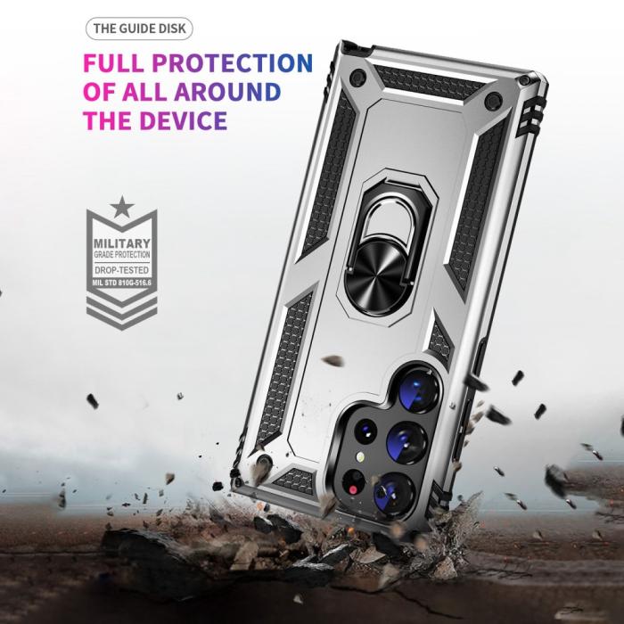 Bild 5,  Samsung Galaxy S23 Ultra Skal Ring Armor Hybrid Silver - Teknikhallen.se