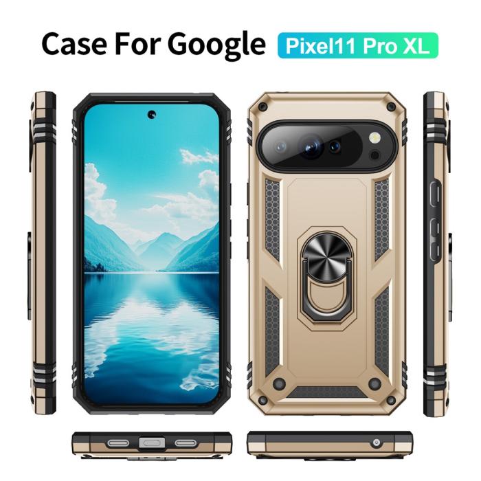 Bild 2,  Google Pixel 11 Pro XL Skal Hybrid Kickstand Guld - Teknikhallen.se