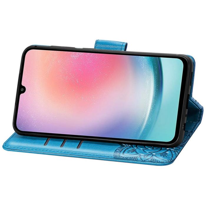 Bild 3,  Samsung Galaxy A25 5G Fodral Läder Big Butterfly Blå - Teknikhallen.se