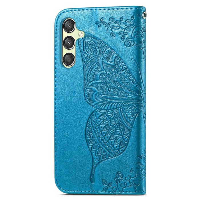 Bild 4,  Samsung Galaxy A25 5G Fodral Läder Big Butterfly Blå - Teknikhallen.se