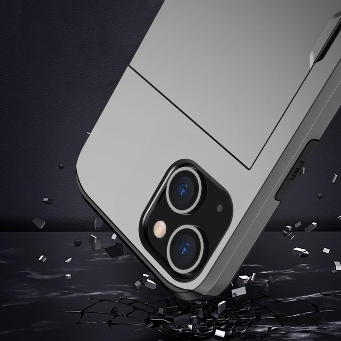Bild 6,  iPhone 15 Plus Skal Hybrid Med Kortfack Grå - Teknikhallen.se