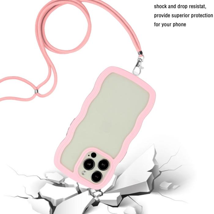 Bild 2,  iPhone 16 Pro Max Skal Wavy Hybrid Mobilsnöre Rosa - Teknikhallen.se