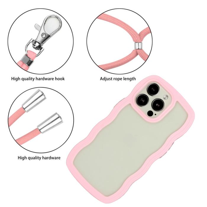 Bild 3,  iPhone 16 Pro Max Skal Wavy Hybrid Mobilsnöre Rosa - Teknikhallen.se
