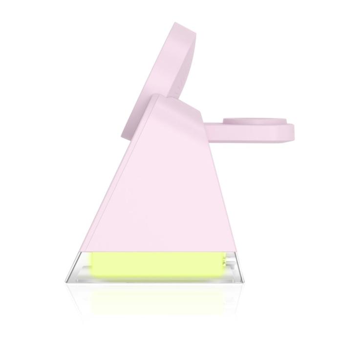 Bild 4, Tech-Protect Tech-Protect 3in1 15W Qi Magnetisk MagSafe Laddare Baby Pink - Teknikhallen.se
