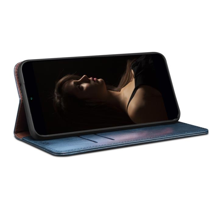 Bild 5,  Xiaomi 13 Pro 5G Fodral Oil Wax Flip Läder Blå - Teknikhallen.se