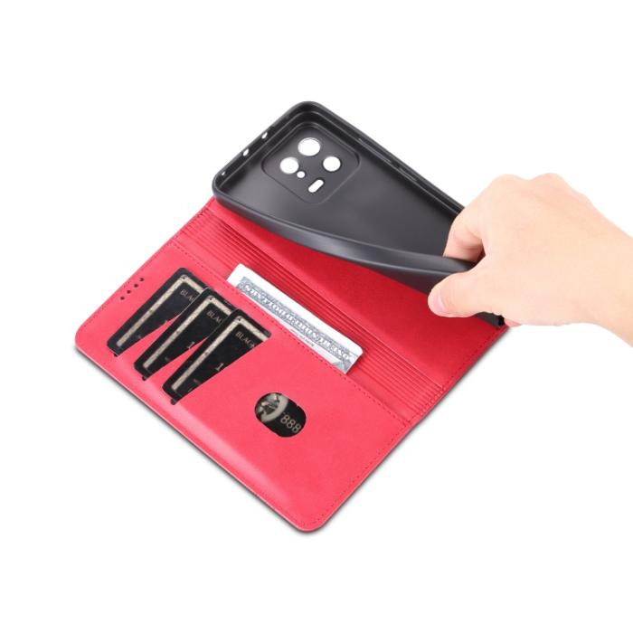 Bild 6, AZNS AZNS Xiaomi 13 5G Fodral Flip Läder Rosa/Röd - Teknikhallen.se