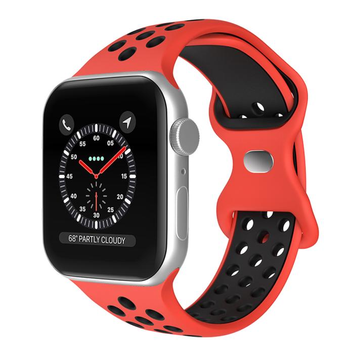 Bild 2, ColorPop Sportarmband Dual-Color Apple Watch 42/41/40/38 mm (S/M) Röd/Svart - Teknikhallen.se