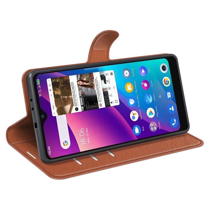 Bild 5,  TCL 305 (2022) Fodral Litchi Läder Brun - Teknikhallen.se