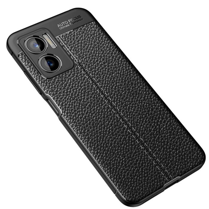 Bild 2,  Xiaomi Redmi 10 5G Skal Litchi Textur Svart - Teknikhallen.se