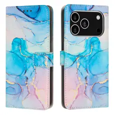  iPhone 17 Pro Fodral L&auml;der Marmor Rosa / Gr&ouml;n - Teknikhallen.se