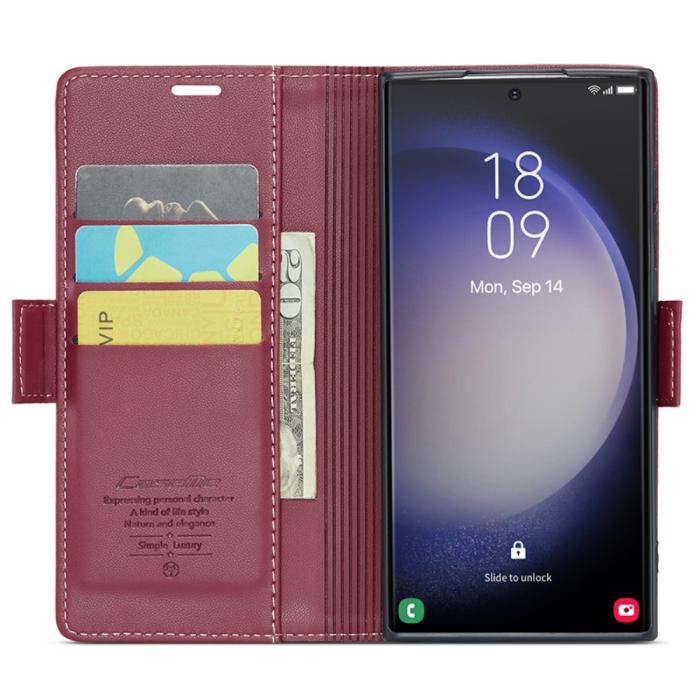 Bild 2, CASEME CASEME Galaxy S24 Ultra Fodral Slim Litchi Läder Röd - Teknikhallen.se