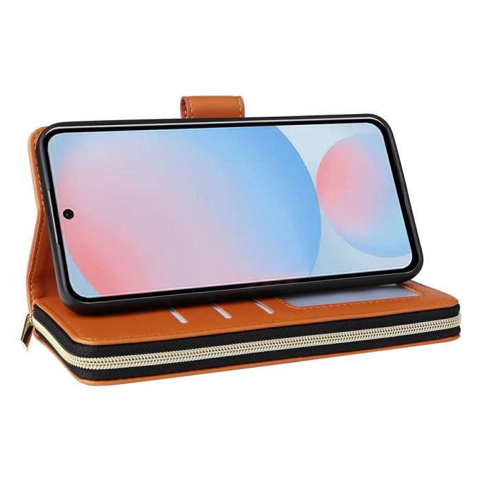 Bild 3,  Samsung Galaxy A27 5G Fodral Läder Multifunktionellt Ljus Brun - Teknikhallen.se