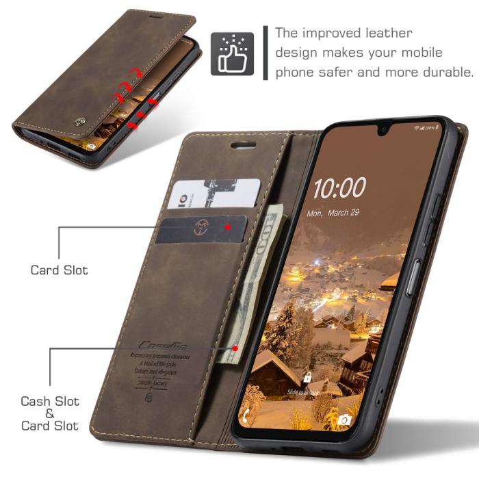Bild 5, CASEME CASEME Galaxy A16/A26 5G Fodral Flip Retro Läder Brun - Teknikhallen.se