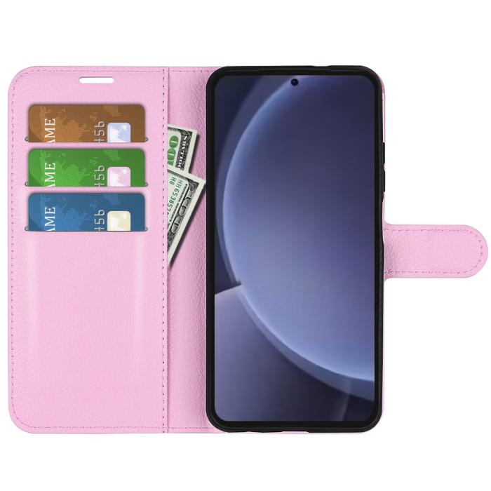 Bild 2,  Samsung Galaxy S25 Plus Fodral Litchi Läder Ljus Rosa - Teknikhallen.se