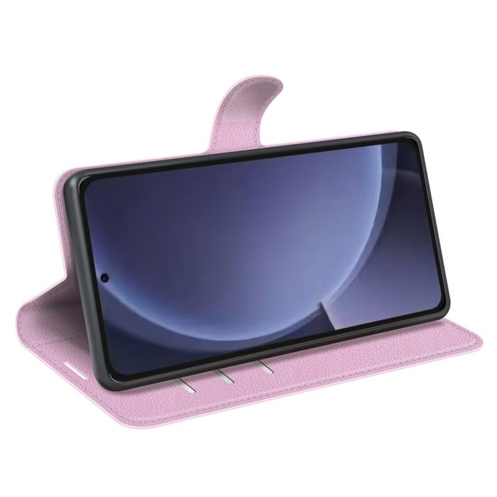 Bild 3,  Samsung Galaxy S25 Plus Fodral Litchi Läder Ljus Rosa - Teknikhallen.se