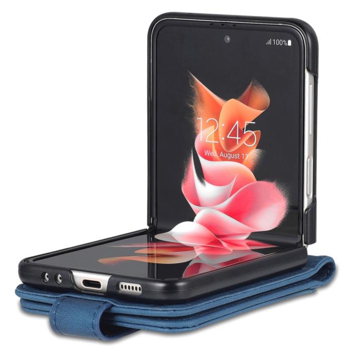 Bild 3, AZNS AZNS Galaxy Z Flip 6 / 7 FE Fodral Läder Blå - Teknikhallen.se