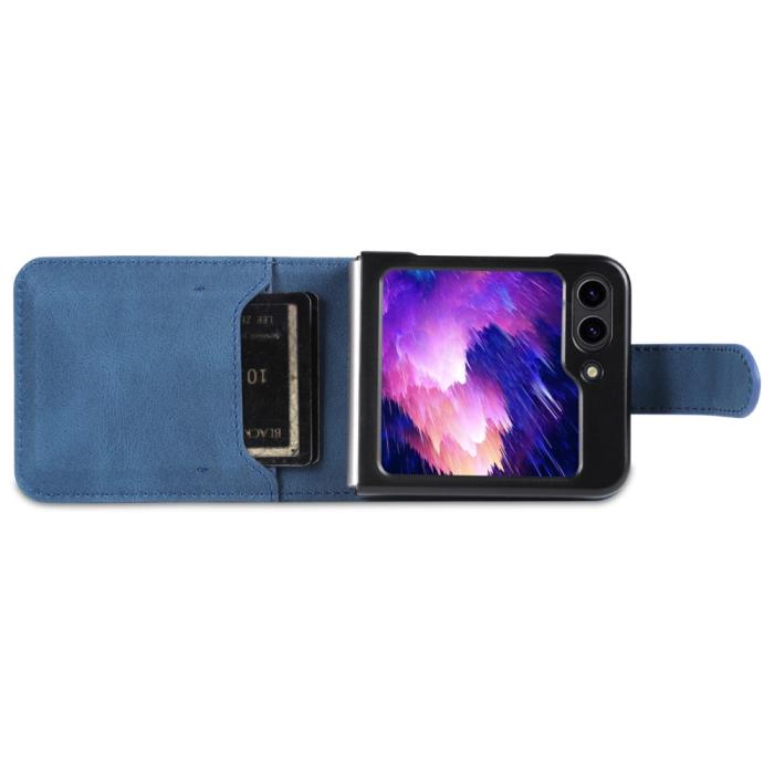 Bild 5, AZNS AZNS Galaxy Z Flip 6 / 7 FE Fodral Läder Blå - Teknikhallen.se