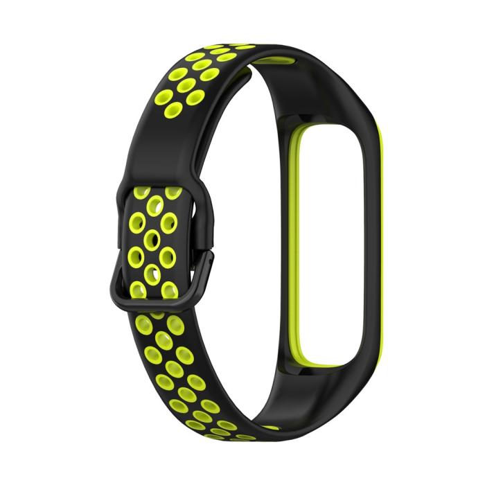 Bild 3,  Samsung Galaxy Fit 2 SM-R220 Armband Ihåligt Silikon Svart/Grön - Teknikhallen.se