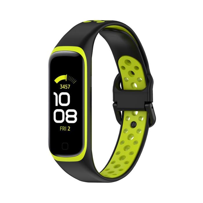 Bild 4,  Samsung Galaxy Fit 2 SM-R220 Armband Ihåligt Silikon Svart/Grön - Teknikhallen.se