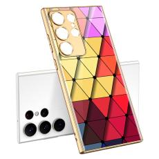GKK GKK Galaxy S24 Ultra Skal H&auml;rdat Glas Electroplate Rhombus R&ouml;d - Teknikhallen.se