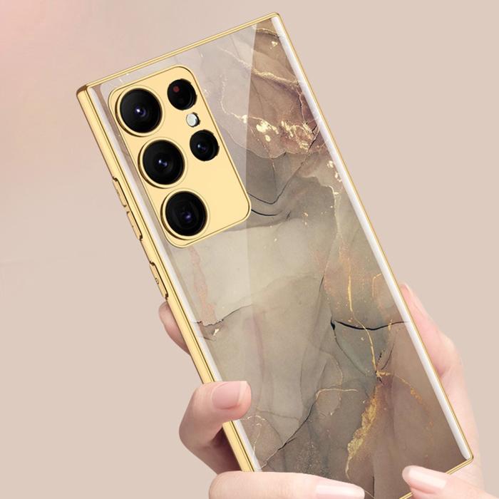 Bild 2, GKK GKK Galaxy S24 Ultra Skal Härdat Glas Electroplate Rhombus Röd - Teknikhallen.se