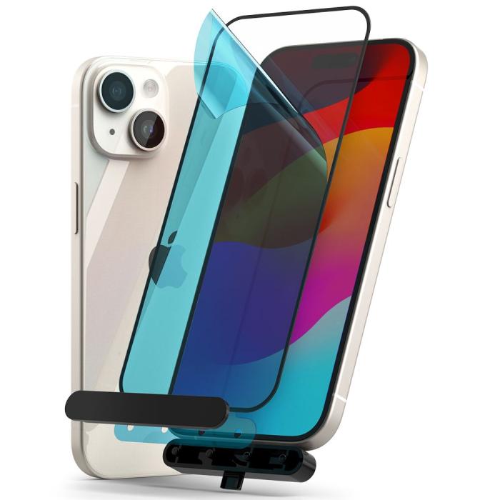 Bild 2, Ringke Ringke iPhone 15 Skärmskydd Härdat Glas Svart - Teknikhallen.se