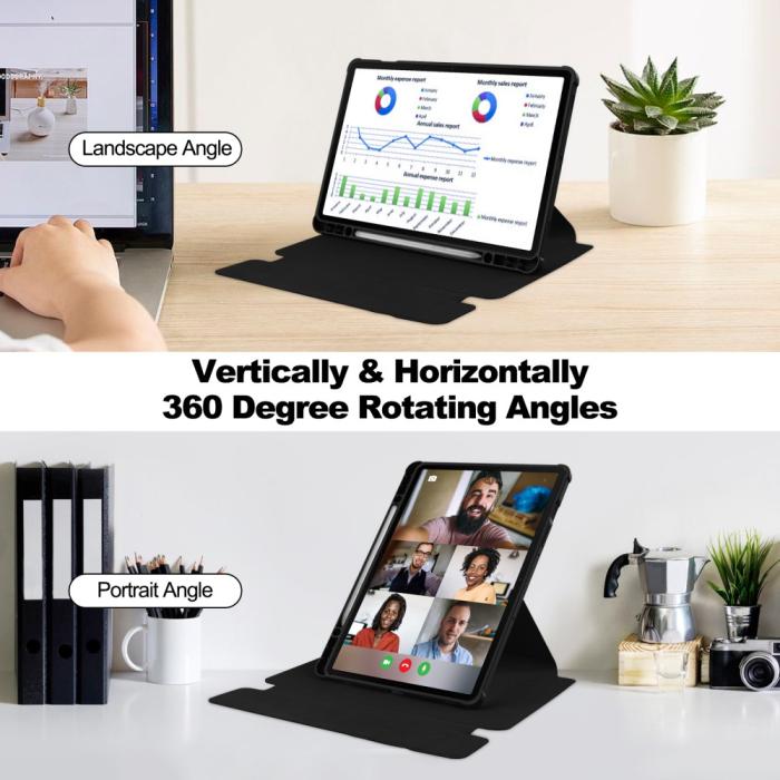 Bild 4,  Galaxy Tab S9 Plus Fodral 360° Rotation Hybrid Svart - Teknikhallen.se