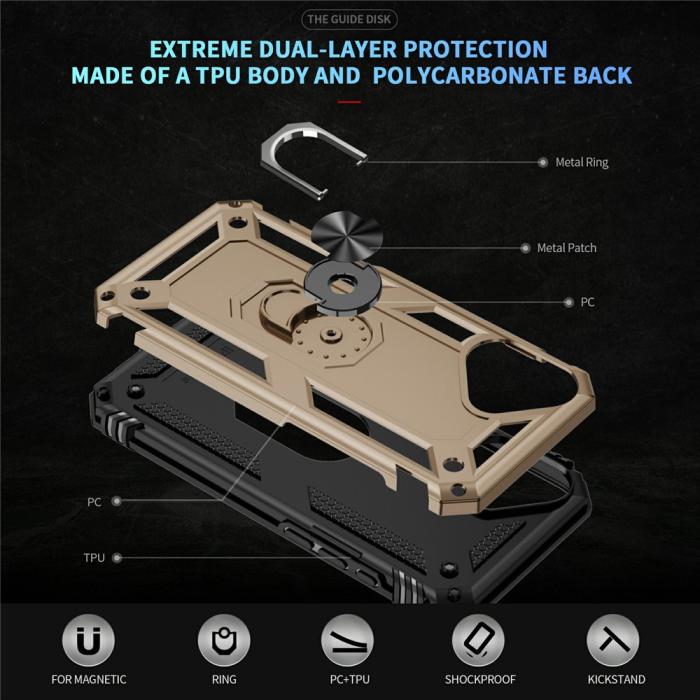Bild 6,  iPhone 17 Skal Shockproof Hybrid Ring Guld - Teknikhallen.se