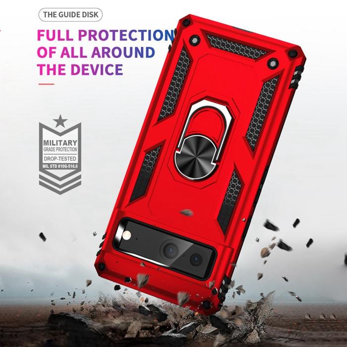 Bild 5,  Google Pixel 7 Skal Shockproof Hybrid Ring Armor Röd - Teknikhallen.se