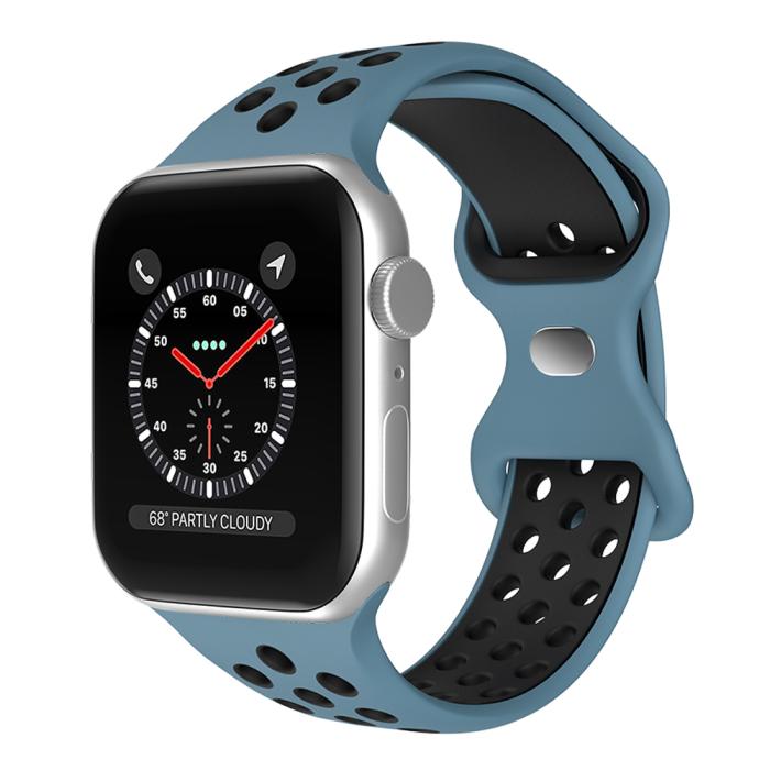 Bild 2, ColorPop Sportarmband Dual-Color Apple Watch 42/41/40/38 mm (S/M) Blå/Svart - Teknikhallen.se