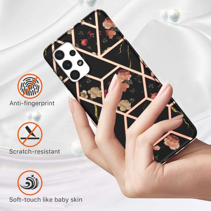 Bild 2,  Samsung Galaxy A23 5G Skal Marmor Black Flowers - Teknikhallen.se
