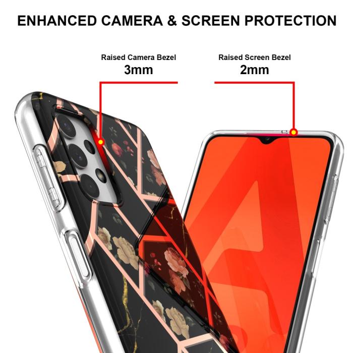Bild 4,  Samsung Galaxy A23 5G Skal Marmor Black Flowers - Teknikhallen.se